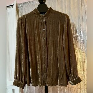 j jill Velvet Button-Up Blouse, Sz XL🤎